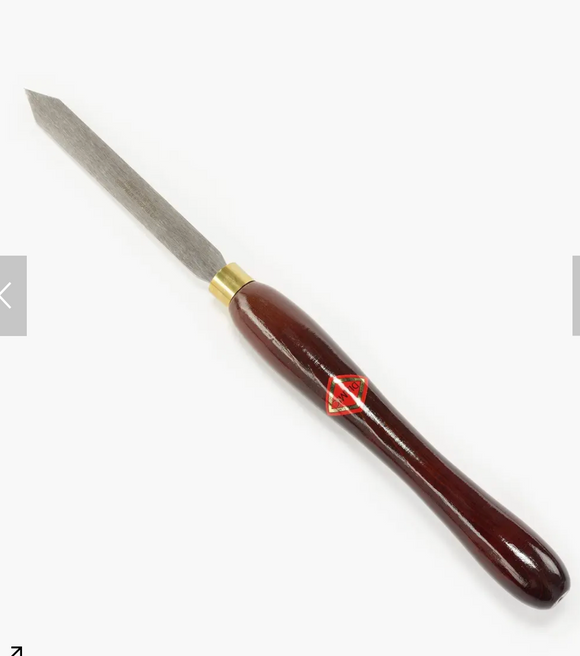 Crown Hand Tools — Parting / Skew Tool (Red Oval Medallion Handle)